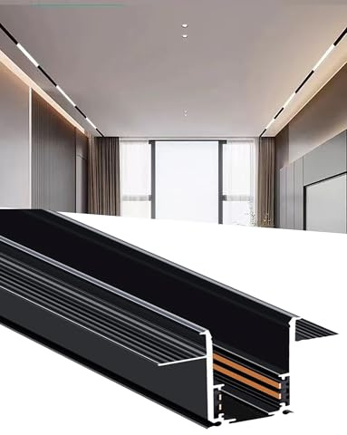JNTFNE Recessed Magnetic Track, Rail for LED Track Lights Aluminium,Ceilin Plaster-in Living room,Bathroom,Kitchen, Study, Office, Store(200cm)