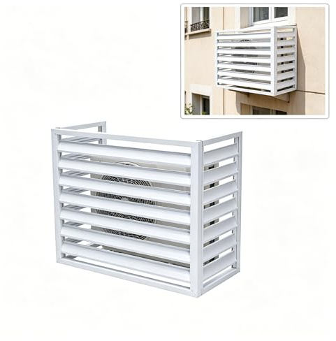 unmjgybc 1,5P Protector para Aire Acondicionado, Cubierta Exterior de aleación de Aluminio, Marco Exterior para Aire Acondicionado, No obstruye la ventilación,Fácil de Instalar (Blanco, 100×50×70cm)
