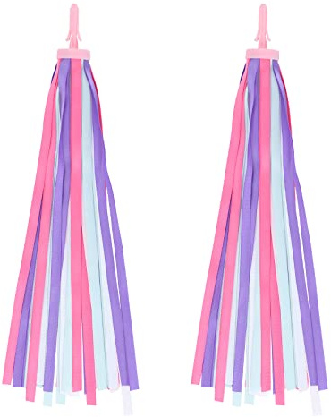 Kid's Rainbow Bike Streamers For Girls Boys, 2 PCS Childrens Baby's Colorful Handlebar Bicycle Grips Tassel Ribbons,Carrier Accessories Easy Attach To Scooter's/tricycle's/bike's Handlebars -Purple