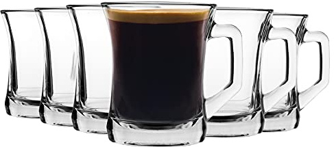 LAV Zen+ Glas Coffee Tassen - 225ml - Klar - Pack Von 12