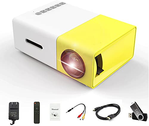 3D Hologramfan YG300 Plus 1080P LED Portable Projector with Bluetooth, Remote Control, USB, HDMI, Mini Movie Projector for Home Theater, Kids Gift