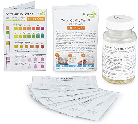 Trinkwasser-Test-Kit (getestet gegen britische Niveau), 10 Minuten Tests, Bakterien, Nitrat, Nitrit, Härte, Alkalinität, Chlor, Kupfer, Eisen und pH-Wert.