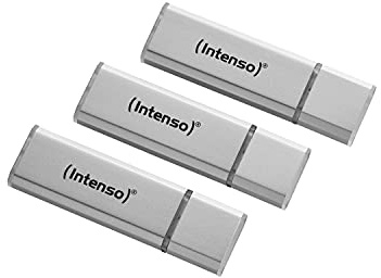Intenso Alu Line 3x 16GB USB-Stick USB 2.0 silber (Dreierpackung) | Hochwertiges Aluminiumgehäuse, 48GB Gesamtkapazität im Dreierpack, Lesegeschwindigkeit bis 28 MB/s, federleichte 4g Gewicht