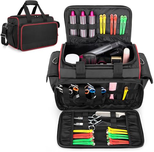 BAFASO Professionelle Friseurtasche, Kosmetiktasche für Friseur Werkzeug | Reisetasche für Frisör und Friseurin, Salon Zubehör, Friseur Tasche für Friseurschere, Haarschneider, Schwarz