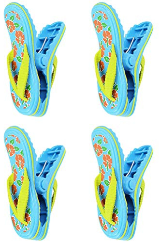 Hopowa Lot de 4 Pinces à Linge - Design Pantoufle - Pinces à Serviette de Bain - Grandes Pinces Coupe-Vent pour chaises Longues, chaises Longues ou Linge
