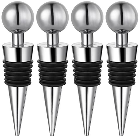 Prasacco 4 tappi di vino riutilizzabili tappi di bottiglia di vino salvatore di bottiglie di vino tappi di vino per vino, champagne, prosecco, birra alcolici regali