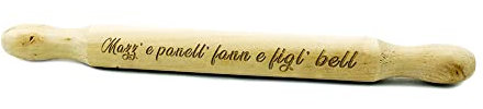 Mattarello in Legno con Detto Napoletano Mazz e Panell Idea Regalo Perfetta Originale Festa Della Mamma Compleanno Natale Incisione Accessori Multiuso 35cm uso facile per fare tutti i tipi di paste