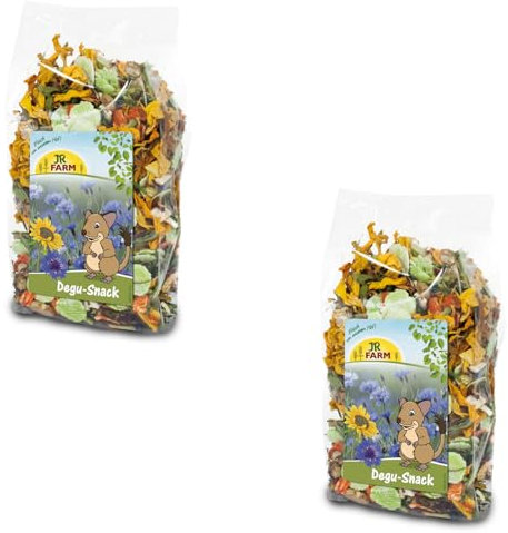JR FARM Degu-Snack | Doppelpack | 2 x 100 g | Ergänzungsfuttermittel für Degus | Mit proteinreichen Erbsenflocken, Karottenflocken, Roter Beete, Pastinaken, Kräutern und Blüten