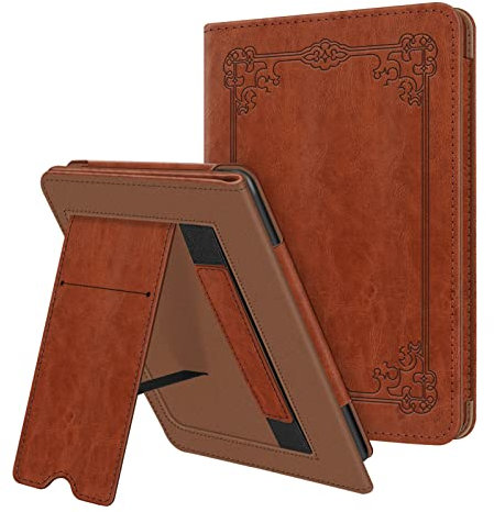 Fintie Hülle für 6 Zoll Kindle (11. Generation) – 2024/2022, Kickstand Schutzhülle mit Handschlaufe und Auto Sleep/Wake für Kindle Basic 2024, Braun