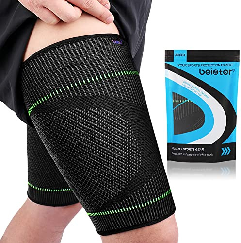 beister Vendaje de compresión para muslos y muslos, antideslizante, vendaje de compresión para hombres y mujeres (2 unidades), para dolor articular, quad, artritis