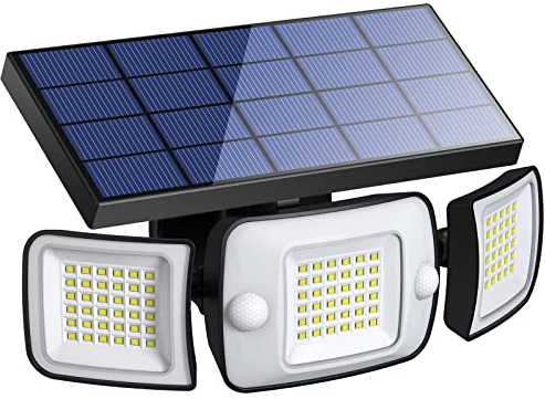 intelamp Solar Security Light Outdoor Motion Sensor 6000mAh Battery 270° 3 Modes Wall Lights Solar Flood Lights with Sensor Lights Garden for Gifts Front Door Garden Fence