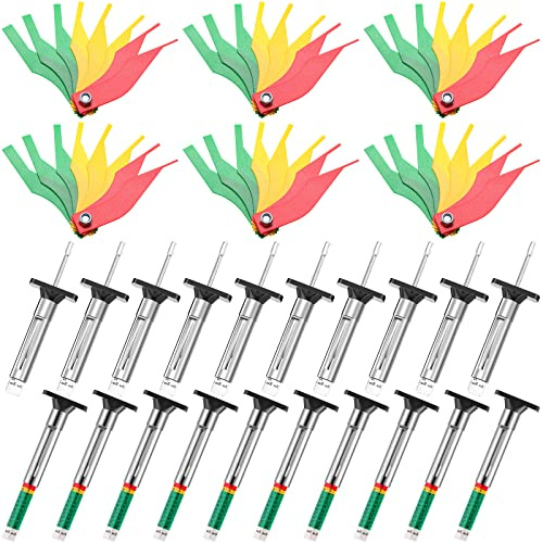 Tire Tread Depth Gauge Brake Lining Gauge Set Color Coded Tire Brake Lining Thickness Automotive Pad Measure Ruler Tool(30 Pcs)