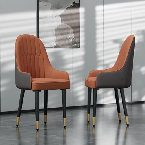 FATIVO Esszimmerstühle 2er Set Leder modern Luxus stabil bis 150 kg Bequeme Höhe aus pu-Leder mit hoher Rückenlehne mit Schwarze Beine gepolsterter Design Polsterstuhl Esszimmer Wohnzimmer