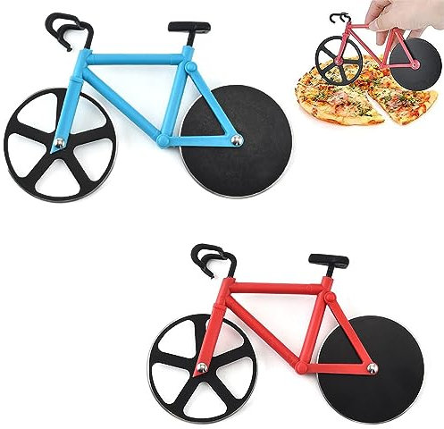 2 Pezzi Acciaio inox Coltello Pizza，Tagliapizza Bicicletta Pizza，for Pizza, Cakes, Sandwiches, Waffles, Pancakes.