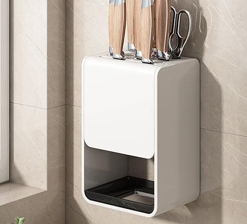 Comptoir Mural de Cuisine, Porte-Couteau à Baguette, boîte de Rangement, boîte de Rangement, Porte-Couteaux Blanc (comptoir/Double Usage)