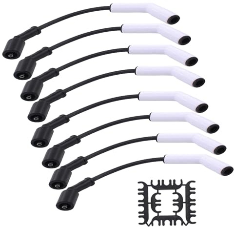 MOTOKU 8mm Ceramic Boot Spark Plug Wire Harness Set 9070C for GM LS1 LS2 LS3 LS6 LS7 LT1 LT4 LT Engines Terminals for Chevrolet Corvette Camaro Extreme 9000 Ceramic Wiring