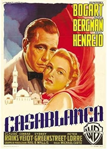 Poster Casablanca Vintage Filmplakat Wandkunst Bilder Poster Und Drucke Filmstills Leinwand Malerei Kunst Wand Home Decor 50X70Cm Kein Rahmen
