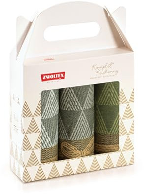 ZWOLTEX Küchentücher Set I Klassische Baumwolle I MADE IN EU I Sammlung WEIHNACHTEN, Farbe:GRÜNER BAUM 3x(50x70)