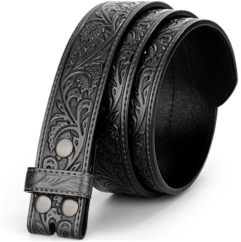 BELTROAD Western Ledergürtel Strap für Männer Frauen Cowboy Cowgirl Leder Herrengürtel für Jeans Geburtstag Weihnachten Gürtel Geschenke | Ledergürtel 3.8mm, DIY Wechseln, Snap on Schnalle, Cowboy Kostüm für Karneval Halloween, Western Outfit