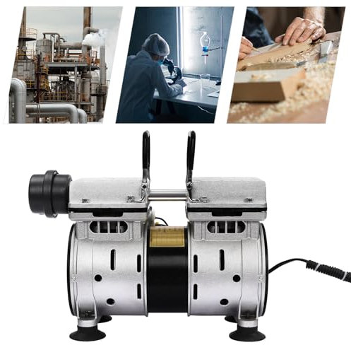 Pompa per vuoto 400 A2, senza olio, 220 V, 550 W, max. 8 bar, quantità di consegna: 120 l/min, velocità 1400 giri/min, silenziosa, eccellente dissipazione del calore, tecnologia a doppio pistone, per