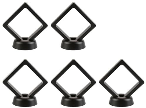 LXHZSY Schweberahmen 3D schwebende Bilderrahmen-Box, Schmuckständer, Ring-Anhänger-Halter, schützen Sie den Schmuckstein-Präsentationskoffer(Black 5PCS)
