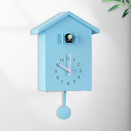 Kamanan Orologio da parete a cucù moderno con pendolo, orologio da parete con voce di uccello, orologio a cucù con funzione di riposo notturno, orologio a pendolo per casa, soggiorno, cucina, ufficio