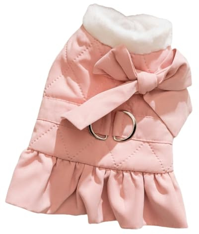 QDLTGBD Cappotto Cane Dog Princess Dress Spesso Flanna Arco Caldo Autunno E Inverno Abiti da Padiglione in Inverno Cat Abiti da Compagnia per-Rosa-XS