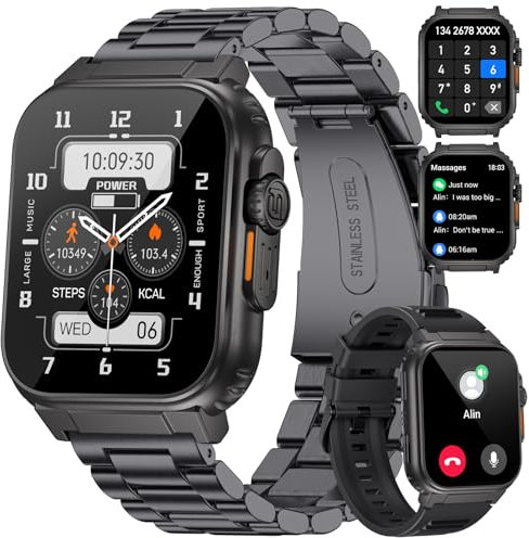 LIGE Smartwatch Uomo 600mAh 1.96 Orologio Smartwatch con Chiamate Bluetooth Cardiofrequenzimetro Monitor del SpO2/Sonno 100+ Modalità Sportive Fitness Tracker Smart Watch