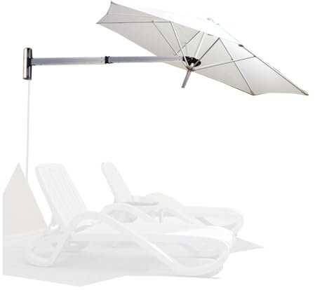 250cm Großer Ampelförmiger Marktschirm, UV-Schutz Wasserdicht Ampelschirm für Garten, Terrasse, Pool(White)