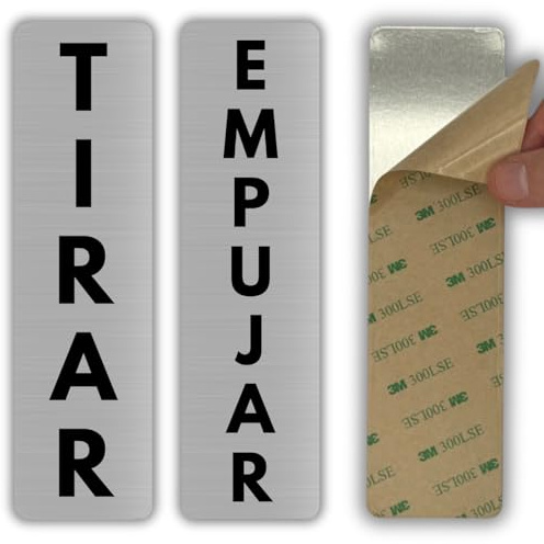 LEIASA | Set Señales Empujar y Tirar - 5x18 cm - Aluminio - Puerta 2 Uds