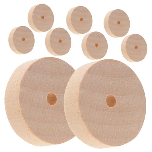 Veemoon 10stücke Kleine Holz Räder Bastelbedarf Miniatur Holz Räder Diy Handwerk Zubehör Holzräder-modell Holzräder-dekore