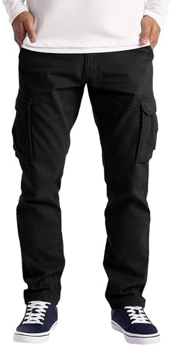 NANAMEEI Pantalons Décontracté Homme Pantalon Cargo Homme Pantalons de Travail Cargo Pantalon Décontracté Taille Elastique Noir M