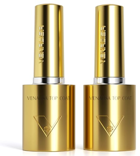 VENALISA Vernis Semi Permanent Top Coat Vernis Semi Permanent No Wipe Top Coat Soak Off UV/LED pour ongles Vernis à ongles Gel Nail Polish 10ml X 2
