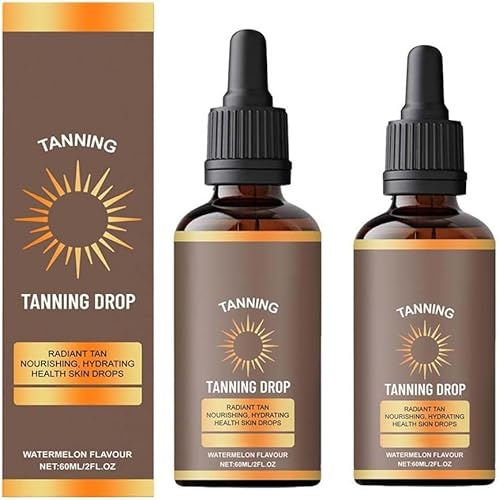 2Pc Sunless Tanning Drops Drinkable | 60ml Bräunungstropfen zum Trinken | Natürliches Selbstbräuner Bräunungstropfen zum Einnehmen | Feuchtigkeitsspendende Trinkbare Bräunungstropfens für Körper
