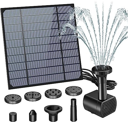 AISITIN Solarbrunnen für Draussen, DIY 2,8W Solarbrunnen Solarwasserbrunnen,Solar Springbrunnen für Außen mit 6 Fontänenstile, Solar Fontäne Pumpe Solar-Schwimmbrunnenpumpe für Garten, Vogel-Bad
