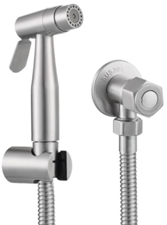 TYMYW Handheld Bidet Sprayer for Toilet with 1.2M Shower Hose Wall-Mounted Bidet Shower Kit Stainless Steel Brushed Silver