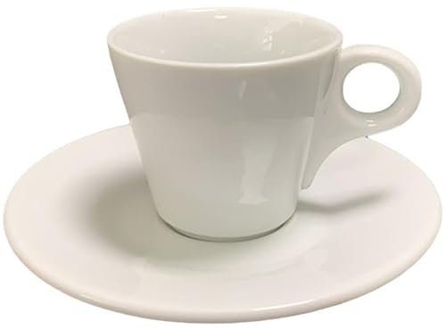 Borella Casalinghi Set 6 Tazze Tazzine Caffè in Ceramica Bianche Laura con Piattini Beta