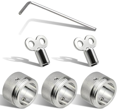 Folzirt 3pcs M30x1.5 304 Edelstahl Heizkörperthermostat Adapter mit 2pcs Entlüftungsschlüssel für Heizungsventil,Innendurchmesser 22mm Heizung Thermostatkopf mit Sechskantschlüssel
