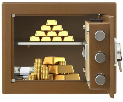 Tresor für Zuhause, Tresor Feuerfest Wasserdicht mit 2 Schlüsseln, Wandtresor Digitaler Sicherheitsbox für Wertsachen Bargeld Medikamente Schmuck