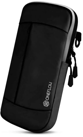 ONEFLOW Urban Sling för iPhone 16e mobilväska för upphängning, mobiltelefon bältesväska och armband kombinerad, mobiltelefon axelväska med plånbok för kvinnor och män, svart
