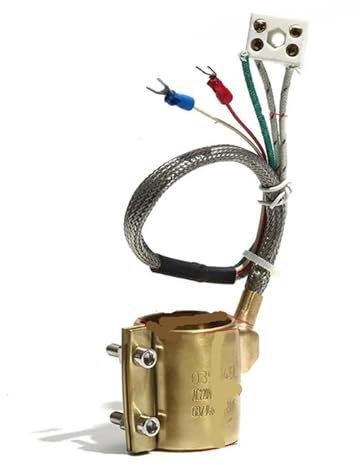 Heaters，Compatible for LUJINXUN，Brass Band Heater Copper Barrel Electric Coil Heater 220V Heater with K Typr Thermocouple(Five Wires,220V_300W 42X60MM(IDXH))
