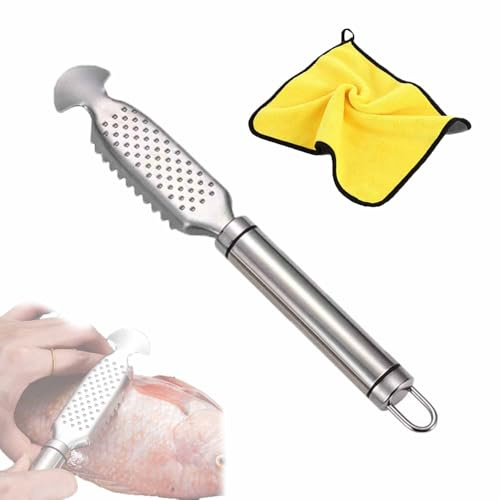 Stainless Steel 2-in-1 Fish Scaler and Ginger Grater, Multifunctional Gettoreach 2-in-1 Stainless Steel Fish Scaler Ginger Grater for Descaling, Grating (1pc)