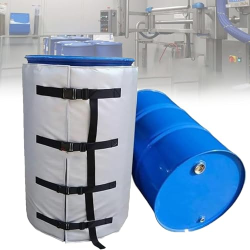 PioMue Oil Drum Heater,Metal Oil Drum Pail Heaters,Industrial Heating Blanket,with Thermostat,Temperature Adjustable,for Oil Drums, Pipes, Plastic Tank Gray-150℃200L