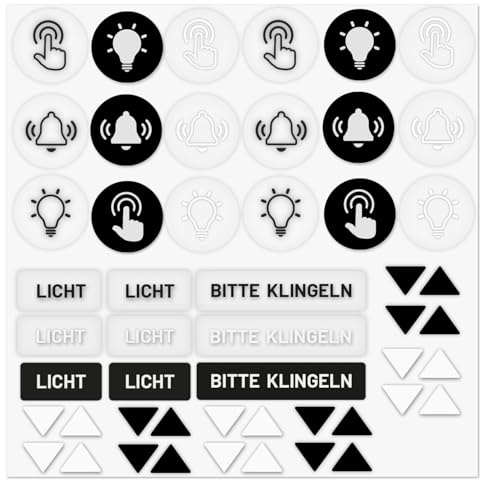 iSecur 50 Pegatinas Símbolos Vídeo Audio Timbre Interruptor - hin841 | Etiquetas adhesivas transparentes para botones controles luces e identificación