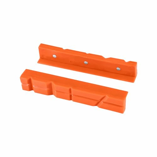 Confezione da 2 ganasce magnetiche per morsa, con forti magneti, protezione multiuso, antiscivolo, in nylon, arancione, per legno, metallo, plastica (200 mm)