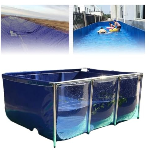 Piscine d'intérieur autoportante en toile PVC transparente avec cadre en acier et vanne de vidange, idéale pour les étangs à poissons d'intérieur, 100 x 60 x 51 cm