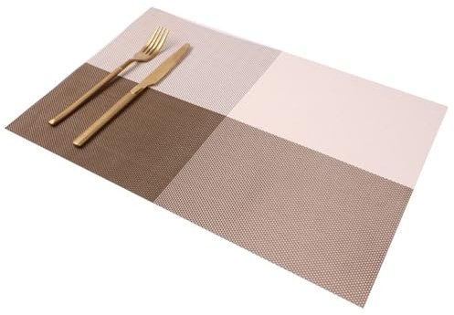 Tovagliette Pranzo In PVC, Tovaglietta Americana Elegante Caffè Beige Set di 10 Motivo Rettangolare Intrecciato Sottopiatti 30x45cm