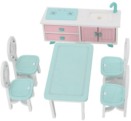 Generic Ensemble de Meubles de Maison de Poupée en Bois, Jouet de Jeu Miniature au Design Complexe pour Enfants, Chaises de Table à Manger éducatives en Bois de Hêtre pour Le Développement Cognitif