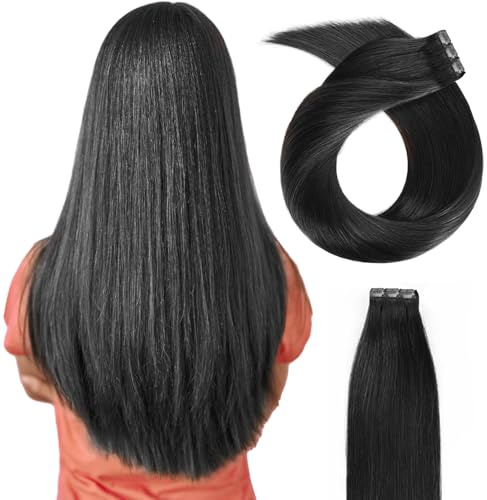 Beyond Your Thought Clip in Extensions Echthaar, 100% Remy Echthaar für haarverlängerung echthaar glatt Haarteile für Komplette Kopf, #1, Schwarz, 35cm, 120g/10 Stück
