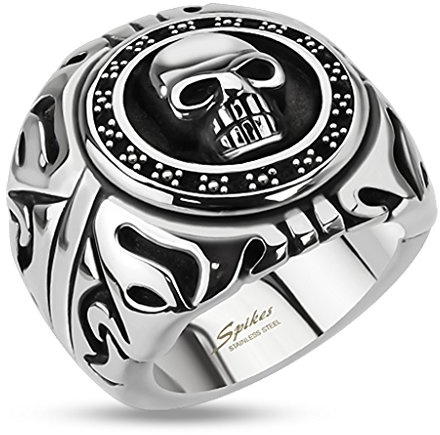 UrbanBijoux Bague CHEVALIERE Homme Acier Inoxydable Tete DE Mort Biker Gothique Tribal